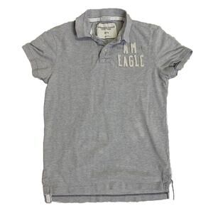 American Eagle Polo Shirt Womens XS Extra-Small Grey Athletic Fit Pullover Top